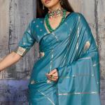 Redolent Blue Banarasi Satin Silk Saree With Ineffable Blouse