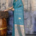Redolent Blue Banarasi Satin Silk Saree With Ineffable Blouse