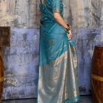 Redolent Blue Banarasi Satin Silk Saree With Ineffable Blouse