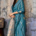Redolent Blue Banarasi Satin Silk Saree With Ineffable Blouse