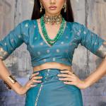 Redolent Blue Banarasi Satin Silk Saree With Ineffable Blouse