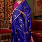 Pleasurable Royal Blue Banarasi Satin Silk Saree With Fragrant Blouse