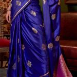 Pleasurable Royal Blue Banarasi Satin Silk Saree With Fragrant Blouse