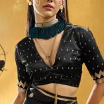 Embellished Black Banarasi Satin Silk Saree With Classy Blouse