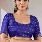 Majesty Royal Blue Banarasi Satin Silk Saree With Vestigial Blouse