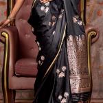 Phenomenal Black Banarasi Satin Silk Saree With Girlish Blouse