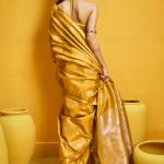 Sumptuous Mustard Banarasi Satin Silk Saree With Stunning Blouse