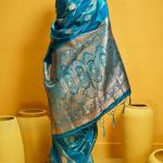 Fragrant Firozi Banarasi Satin Silk Saree With Majestic Blouse