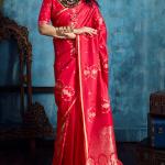 Resonant Dark Pink Banarasi Satin Silk Saree With Marvellous Blouse