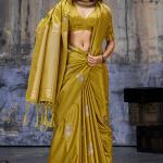 Mesmeric Mustard Banarasi Satin Silk Saree With Rhapsody Blouse