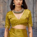 Mesmeric Mustard Banarasi Satin Silk Saree With Rhapsody Blouse