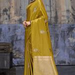 Mesmeric Mustard Banarasi Satin Silk Saree With Rhapsody Blouse