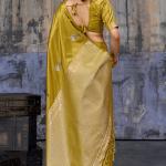 Mesmeric Mustard Banarasi Satin Silk Saree With Rhapsody Blouse