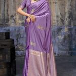 Sophisticated Lavender Banarasi Satin Silk Saree With Flaunt Blouse