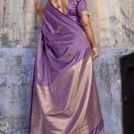Sophisticated Lavender Banarasi Satin Silk Saree With Flaunt Blouse