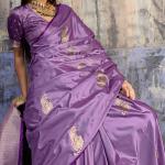 Sophisticated Lavender Banarasi Satin Silk Saree With Flaunt Blouse
