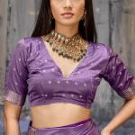 Sophisticated Lavender Banarasi Satin Silk Saree With Flaunt Blouse