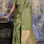 Enigmatic Green Banarasi Satin Silk Saree With Alluring Blouse