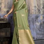 Enigmatic Green Banarasi Satin Silk Saree With Alluring Blouse