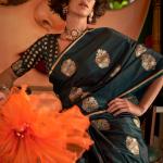 Stunning Dark Green Banarasi Satin Silk Saree With Precious Blouse