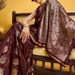 Wonderful Brown Banarasi Satin Silk Saree With Pulsating Blouse