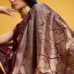 Wonderful Brown Banarasi Satin Silk Saree With Pulsating Blouse