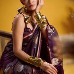Trendy Wine Banarasi Satin Silk Saree With Scintilla Blouse