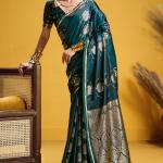 Majestic Dark Green Banarasi Satin Silk Saree With Demanding Blouse