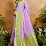 Evocative Lavender Pure Zari Weaving Banarasi Silk Saree With Sophisticated Blouse Piece