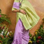 Evocative Lavender Pure Zari Weaving Banarasi Silk Saree With Sophisticated Blouse Piece