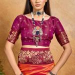Prettiest Orange Pure Zari Weaving Banarasi Silk Saree With Tantalizing Blouse Piece