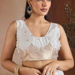 Dissemble Beige Pure Zari Weaving Banarasi Silk Saree With Girlish Blouse Piece