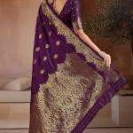 Surreptitious Purple Pure Zari Weaving Banarasi Silk Saree With Majesty Blouse Piece