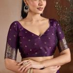 Surreptitious Purple Pure Zari Weaving Banarasi Silk Saree With Majesty Blouse Piece
