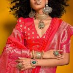 Devastating Dark Pink Soft Banarasi Silk Saree With Scrumptious Blouse Piece