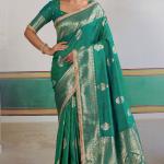 Scintilla Sea Green Pure Zari Weaving Banarasi Silk Saree With Fancy Lace Border