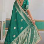Scintilla Sea Green Pure Zari Weaving Banarasi Silk Saree With Fancy Lace Border