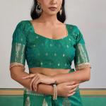 Scintilla Sea Green Pure Zari Weaving Banarasi Silk Saree With Fancy Lace Border