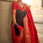 Serendipity Red Soft Banarasi Silk Saree With Ineffable Blouse Piece