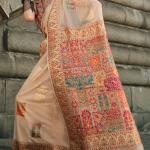 Pleasurable Beige Pashmina saree With Resonant Blouse Piece