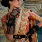 Pleasurable Beige Pashmina saree With Resonant Blouse Piece