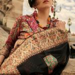 Eloquence Black Pashmina saree With Dulcet Blouse Piece