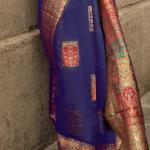 Fairytale Royal Blue Pashmina saree With Charismatic Blouse Piece