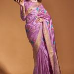 Scrumptious Lavender Banarasi Satin Silk Saree With Unequalled Blouse