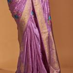 Scrumptious Lavender Banarasi Satin Silk Saree With Unequalled Blouse