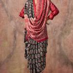 Desuetude Black Ajrakh Printed Satin Silk Saree With Glorious Blouse Piece