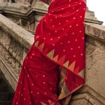 Outstanding Red Soft Banarasi Silk Saree With Girlish Blouse Piece