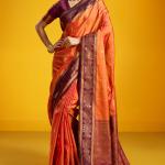 Surpassing Orange Pure Zari Weaving Banarasi Silk Saree With Artistic Blouse Piece