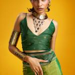Sumptuous Mehndi Pure Zari Weaving Banarasi Silk Saree With Snappy Blouse Piece
