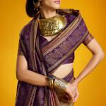 Murmurous Brown Pure Zari Weaving Banarasi Silk Saree With Mesmeric Blouse Piece